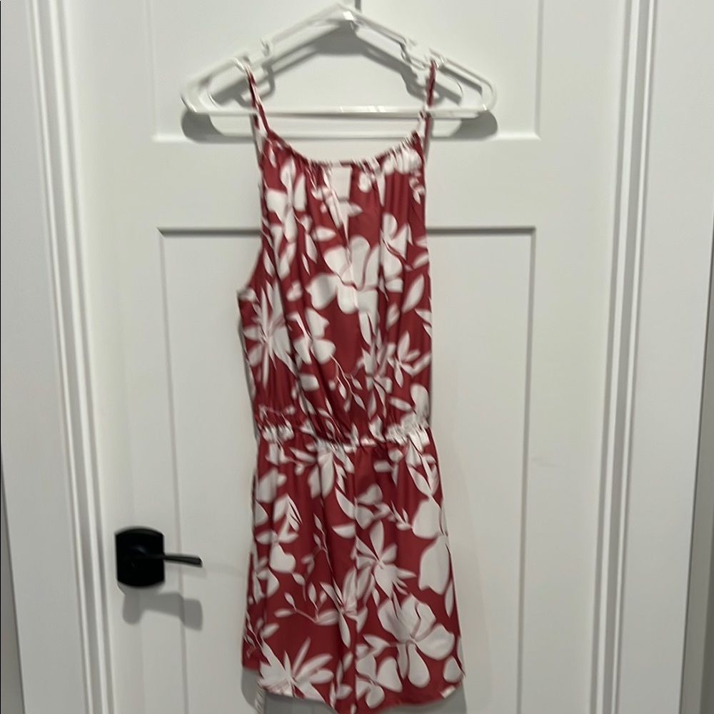 Pink and White Floral One Piece with Spaghetti Straps